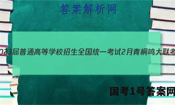 2023届普通高等学校招生全国统一考试 2月青桐鸣大联考(高三)(老高考)历史答案